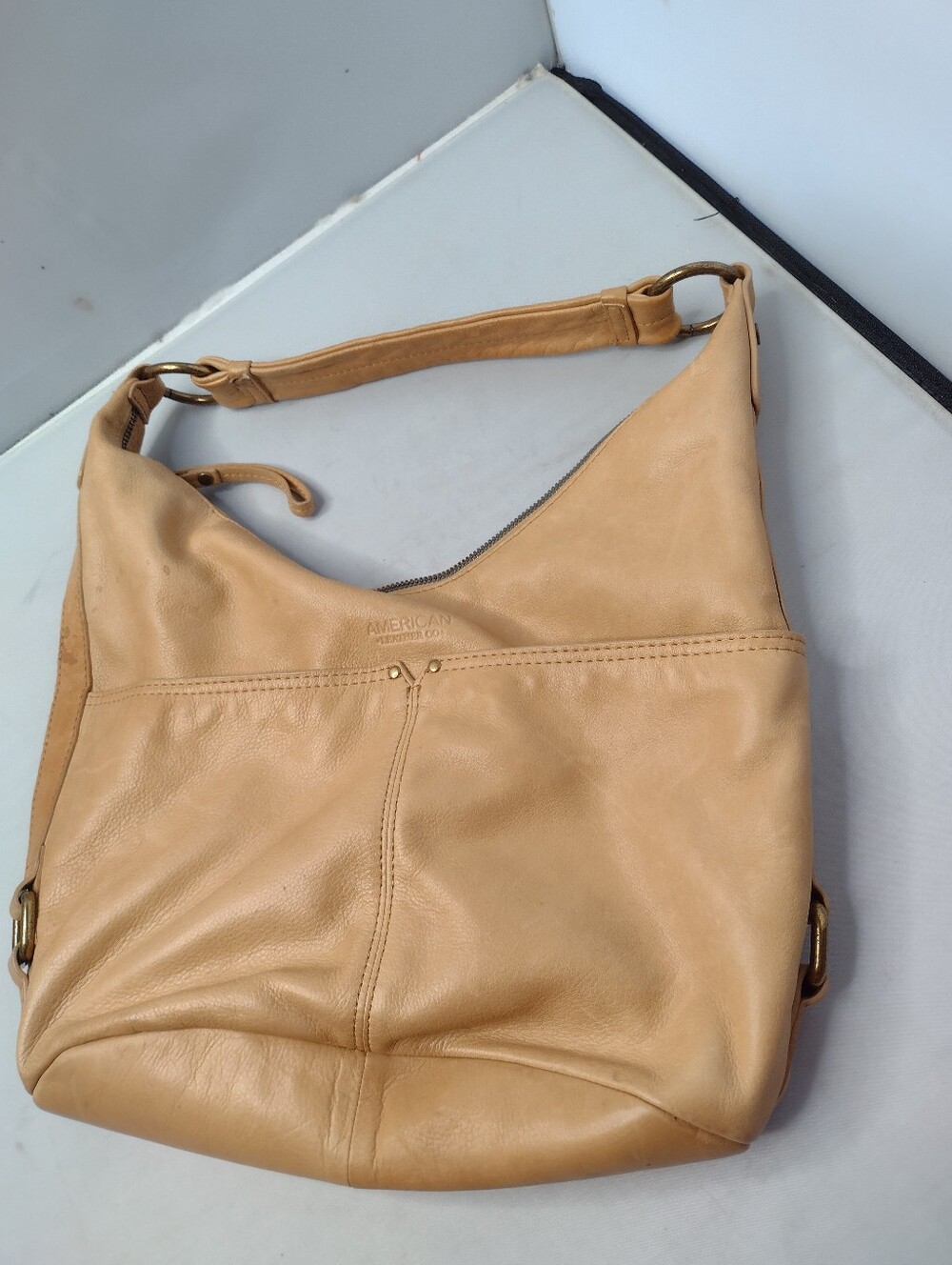 American Leather Co Hobo Bag Brown Tan Leather Shoulder Bag P3